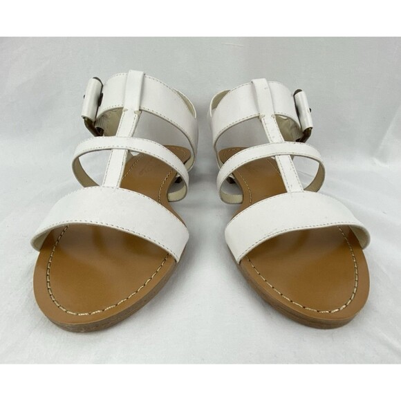 Brooks Brothers Sandals Sz 7.5 Leather White Buckle Strappy Gladiator Nautical - Picture 3 of 12